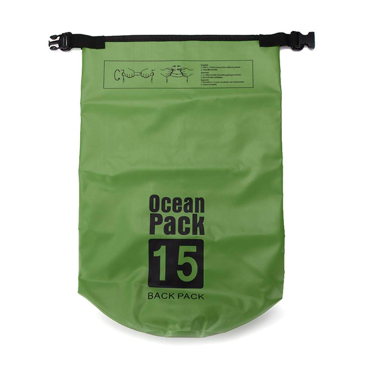 Outdoor Dry Sack Bag 2/5/10/15/20/30L Waterproof 500D Durable Dry Bag Sack For Kayak Canoeing Thickened PVC Clip Mesh Army Green