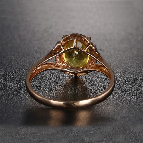 2 Carat Yellow Sapphire Ring With 18K Gold Plated Female Rings Fashion
