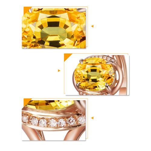 2 Carat Yellow Sapphire Ring With 18K Gold Plated Female Rings Fashion