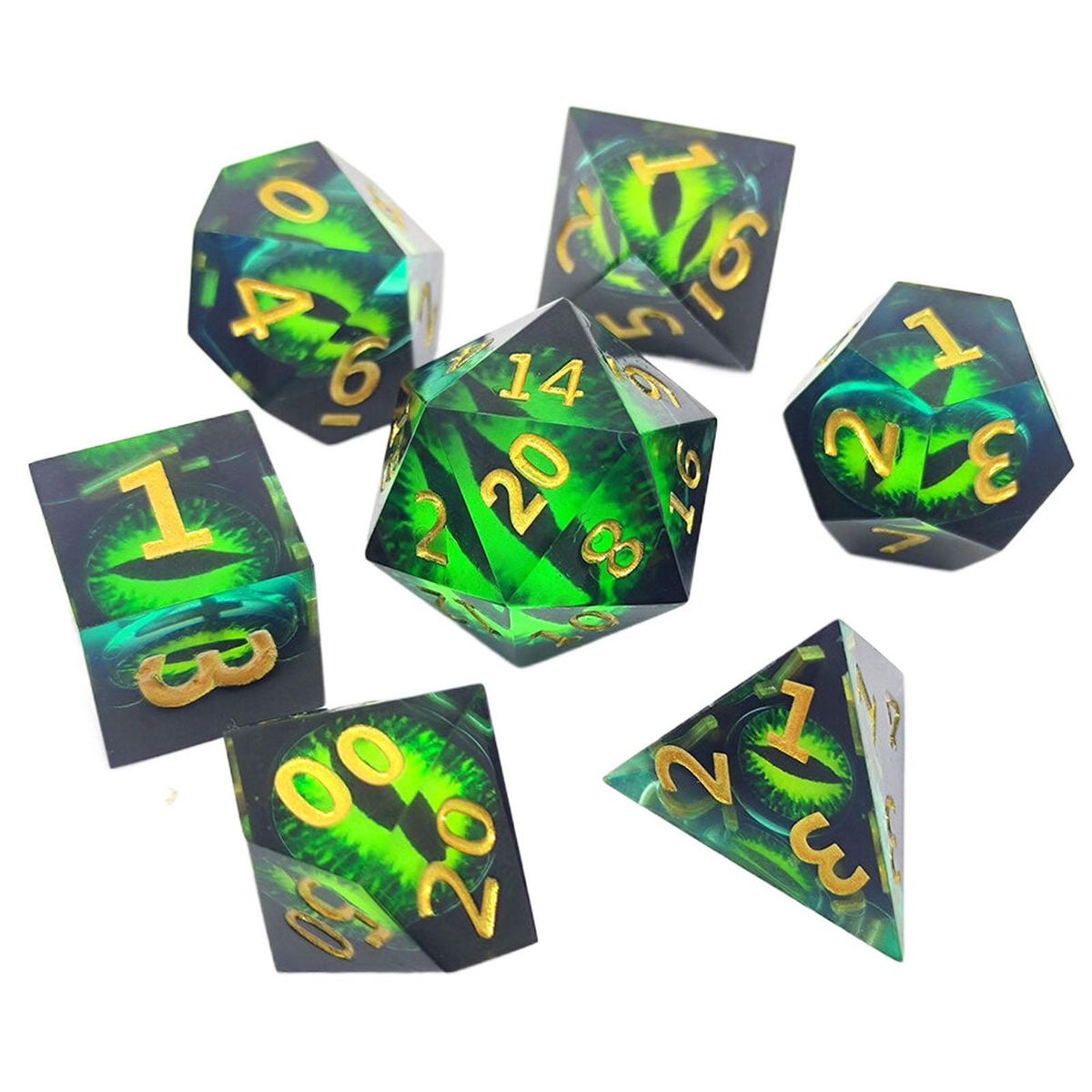 Dragon Eye Dice Prop Enchanting Emerald Dice Set 7 Unique for Board