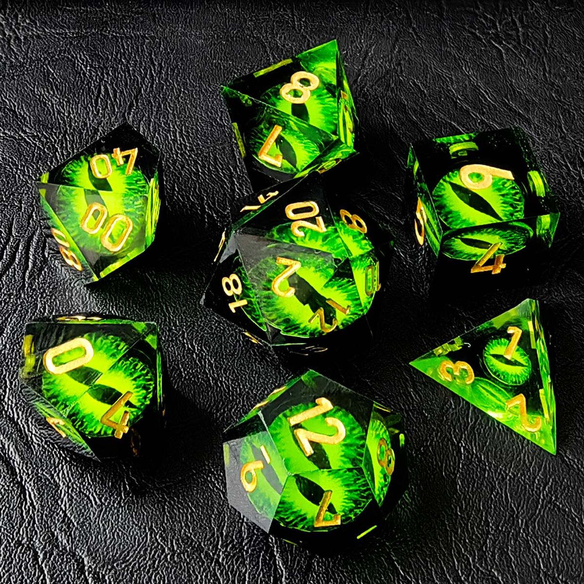 Dragon Eye Dice Prop Enchanting Emerald Dice Set 7 Unique for Board