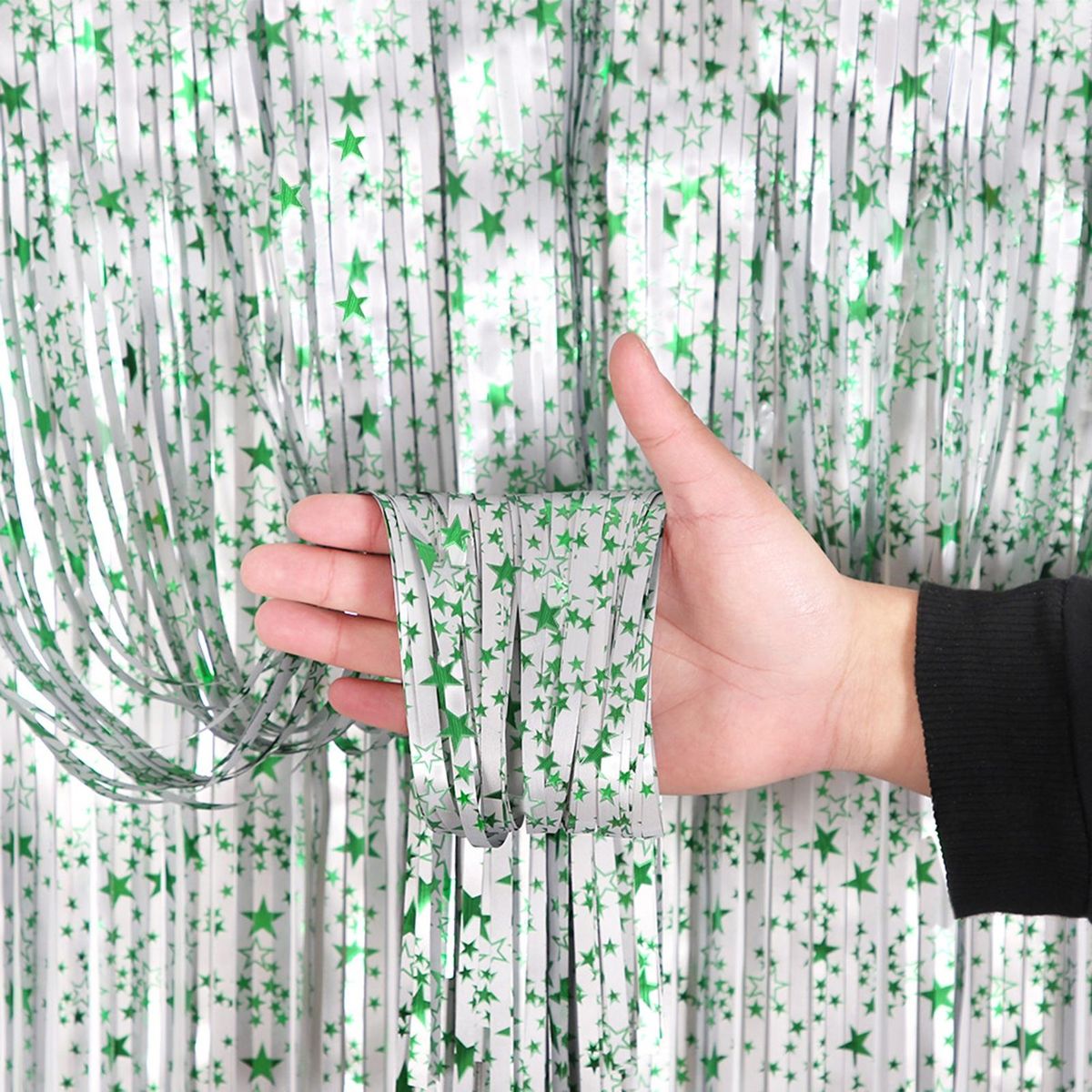 Door Curtain Star Print Party Backdrop Curtain Streamers Green