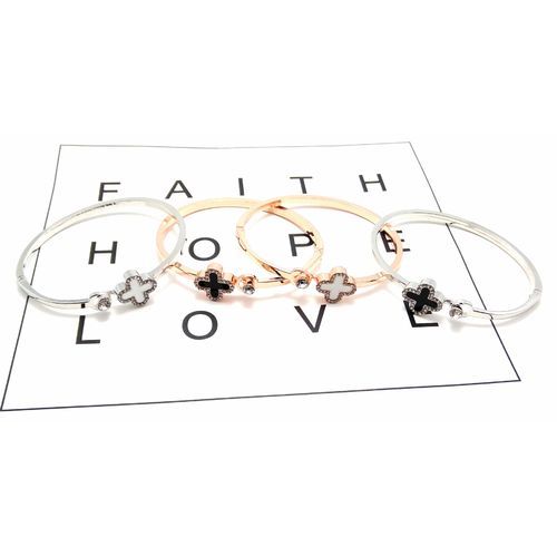 2-in-1 Lucky Four-leaf Clover Bracelet - Rose Gold/Silver