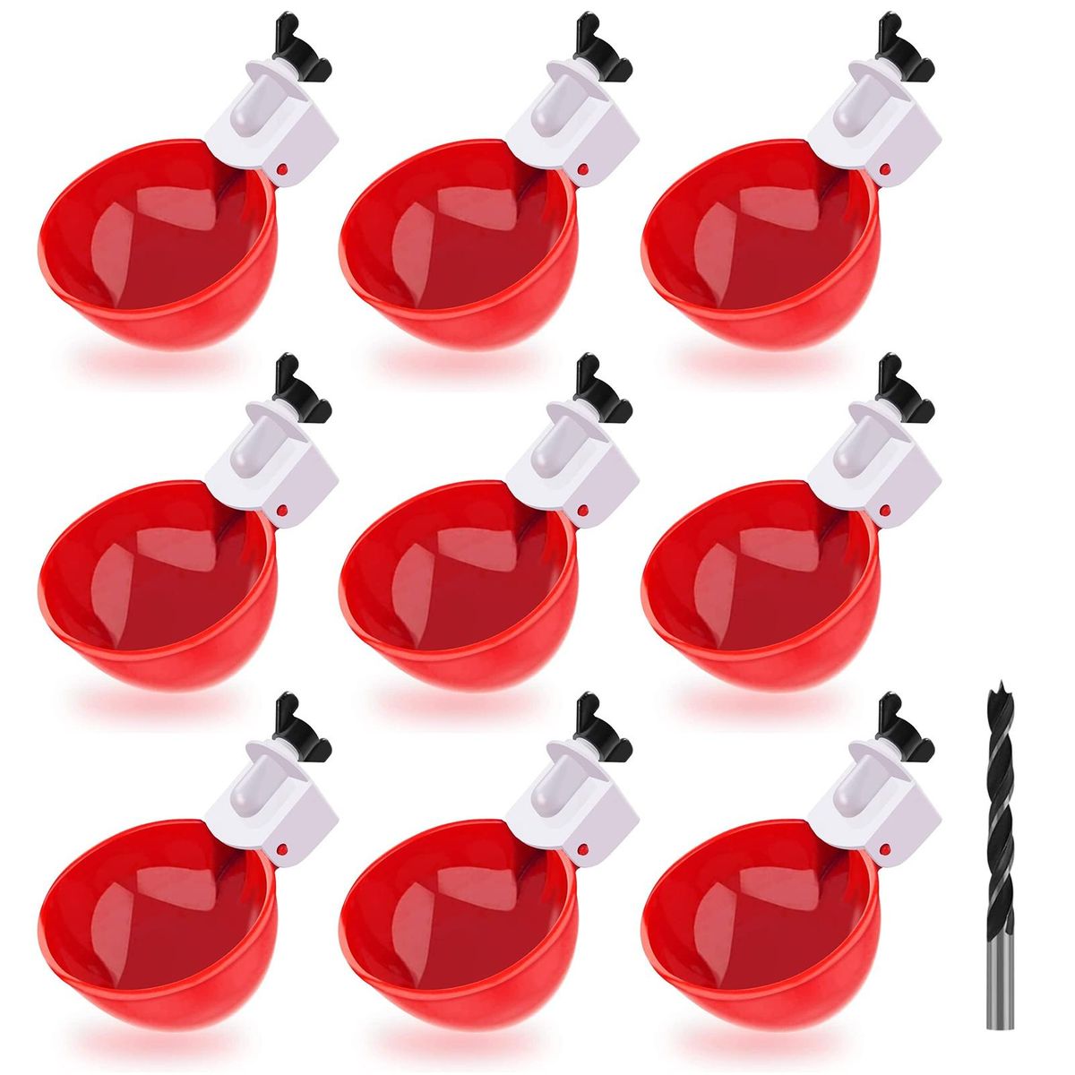 Automatic Poultry Water Feeder Set Durable Bite-resistant for Ducks Red