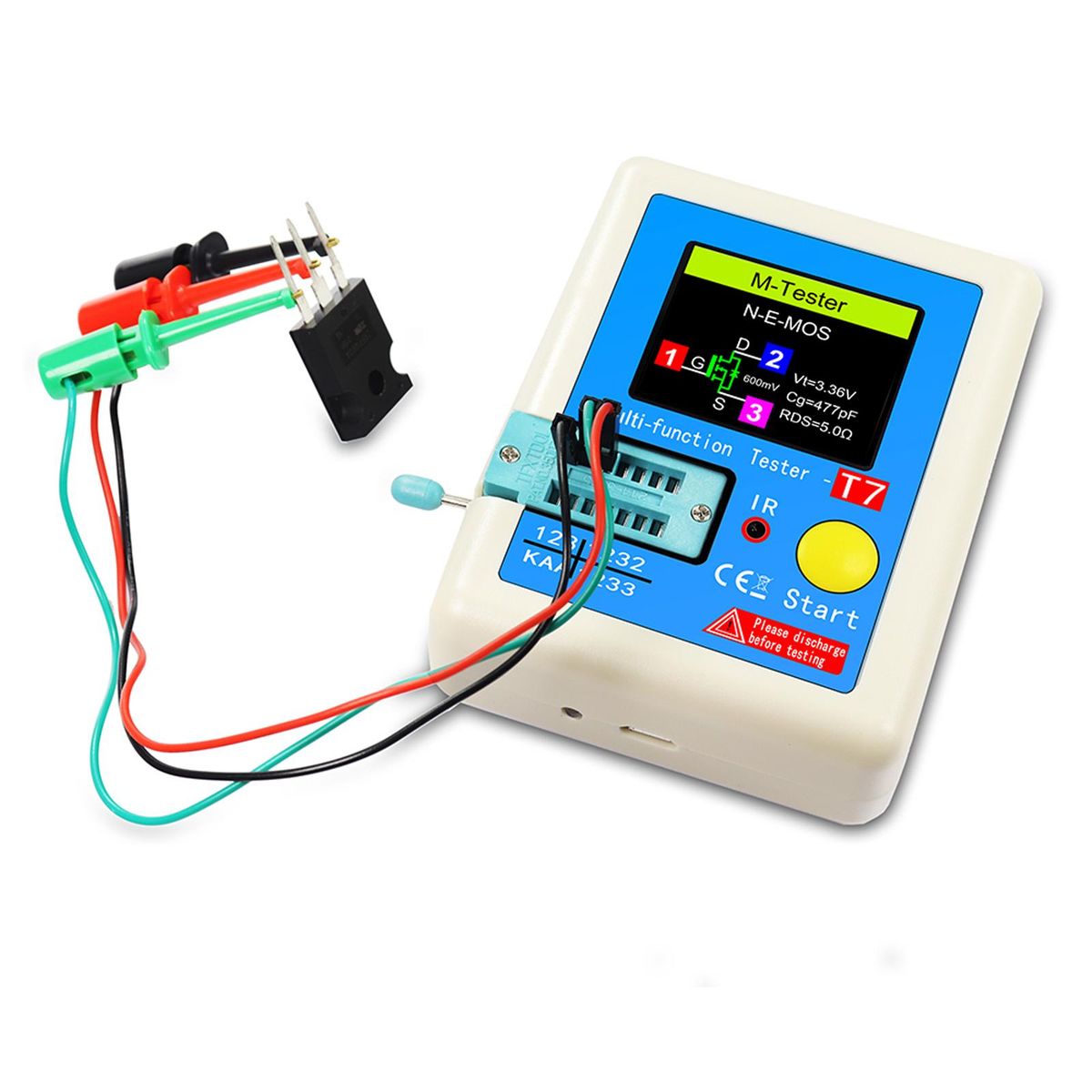 Transistor Meter LCR-T7 Multi-Function Capacitance Resistance Tester Full Color Display Transistor Meter for Diode Triode Capacitor Resistor Transistor LCR NPN PNP MOSFET