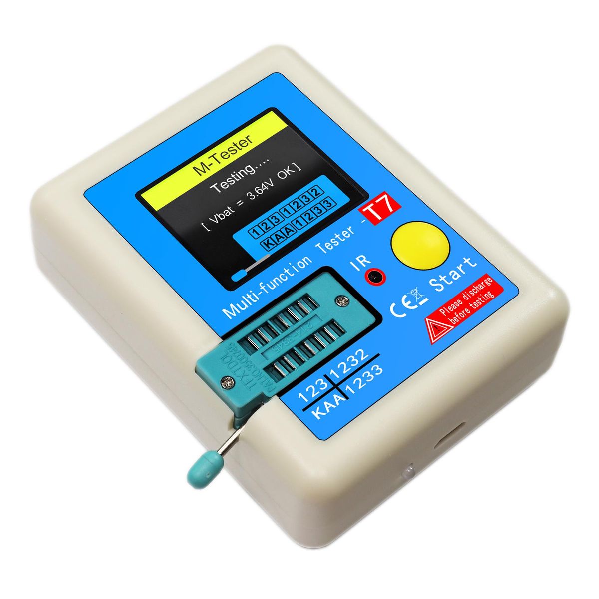 Transistor Meter LCR-T7 Multi-Function Capacitance Resistance Tester Full Color Display Transistor Meter for Diode Triode Capacitor Resistor Transistor LCR NPN PNP MOSFET