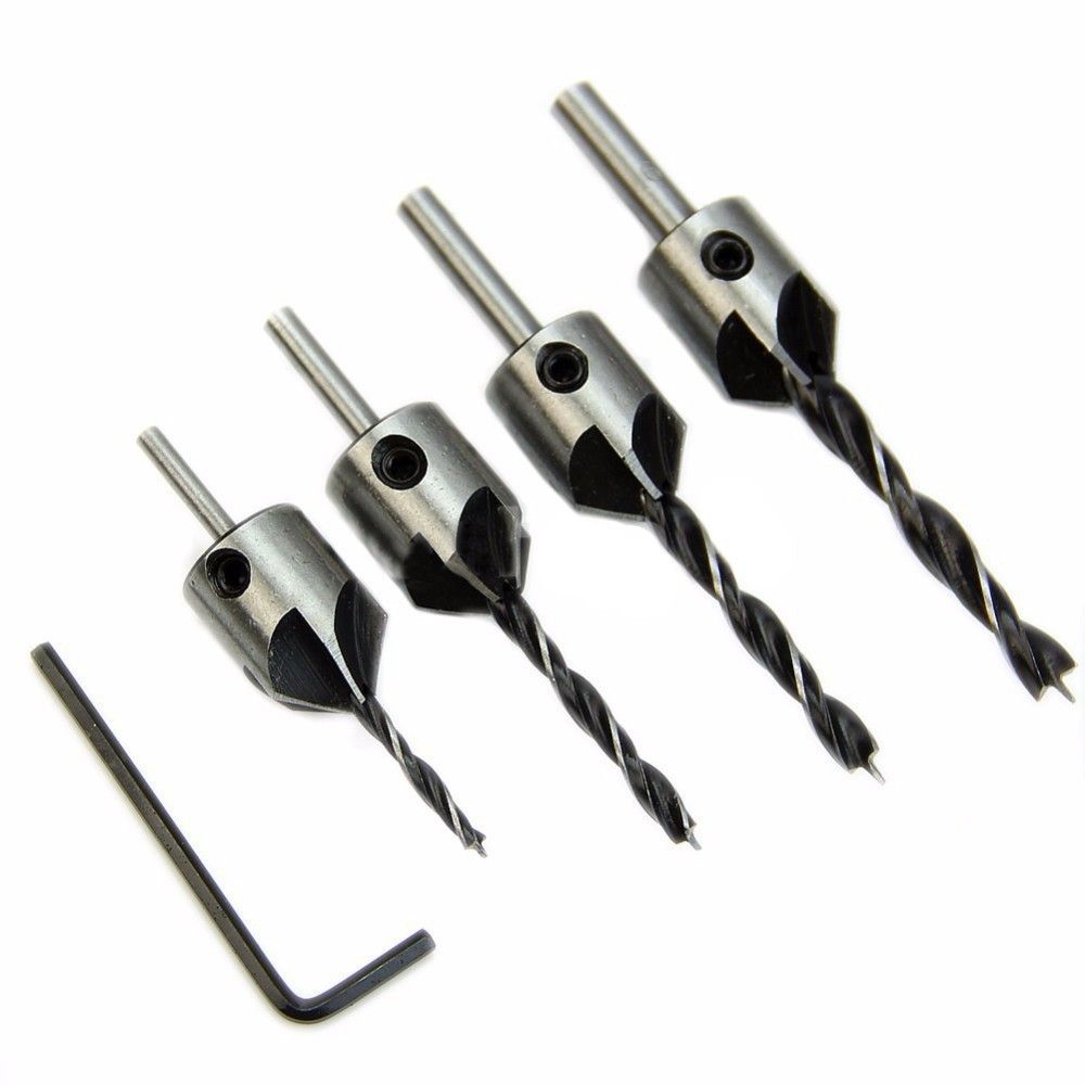 4pcs HSS Countersink Wood Drill Steel Countersink Drill Set