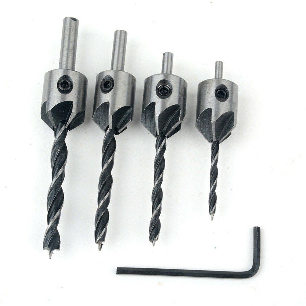4pcs HSS Countersink Wood Drill Steel Countersink Drill Set
