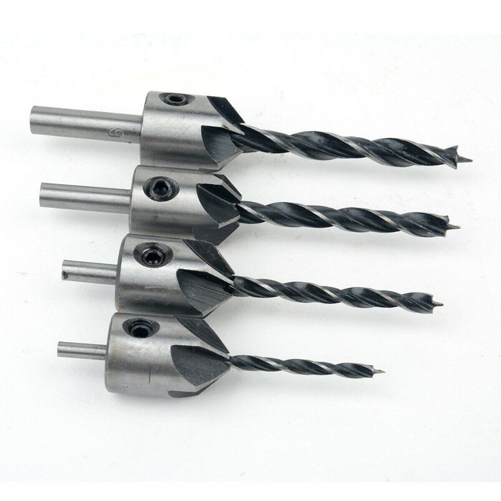 4pcs HSS Countersink Wood Drill Steel Countersink Drill Set
