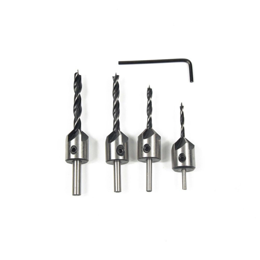 4pcs HSS Countersink Wood Drill Steel Countersink Drill Set