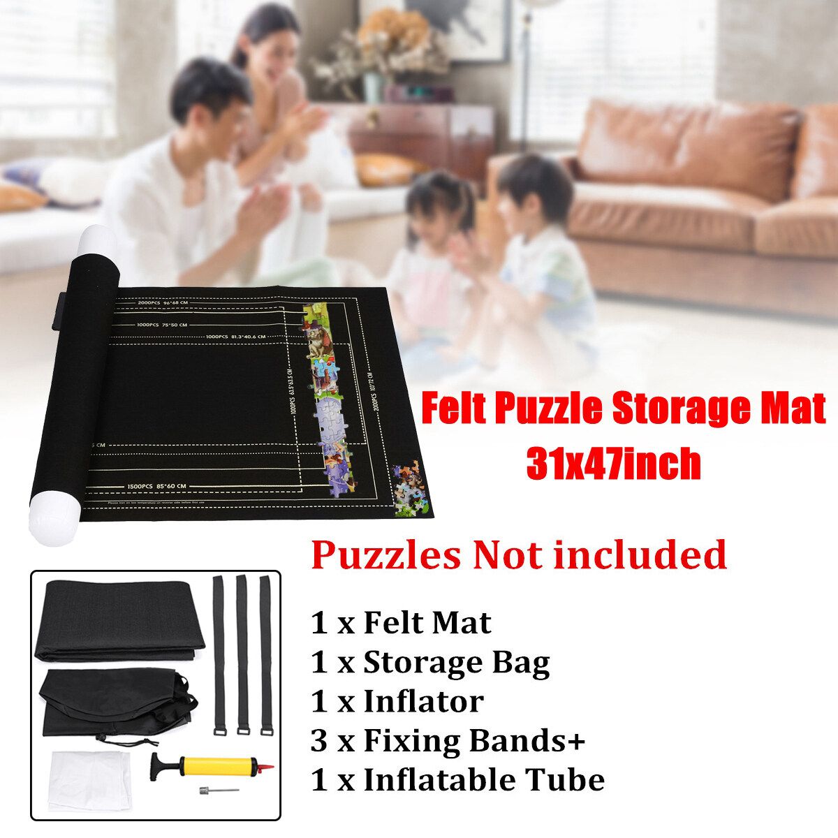 Black Jigsaw Storage Blanket Jigsaw Storage Mat Felt Jigsaw Blanket 80x120cm With Tools For Up To 2000 Ppieces Puzzle Black