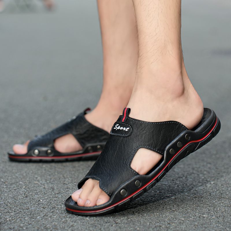 Men's Casual Fashion Leather Climbing Hiking Covered Toe Sandals