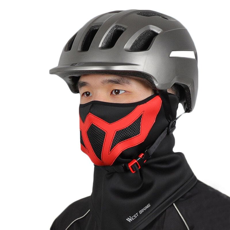 WEST BIKING Winter Cycling Headwear Ski Sport Scarf Bicycle Full Face Cover Cycling Bandana Face Mouth Cover Black Red