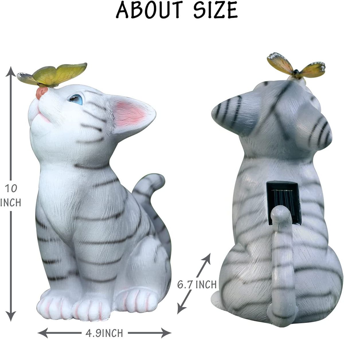 Cat Solar Butterfly Light Garden Statues OutsidesDecorations