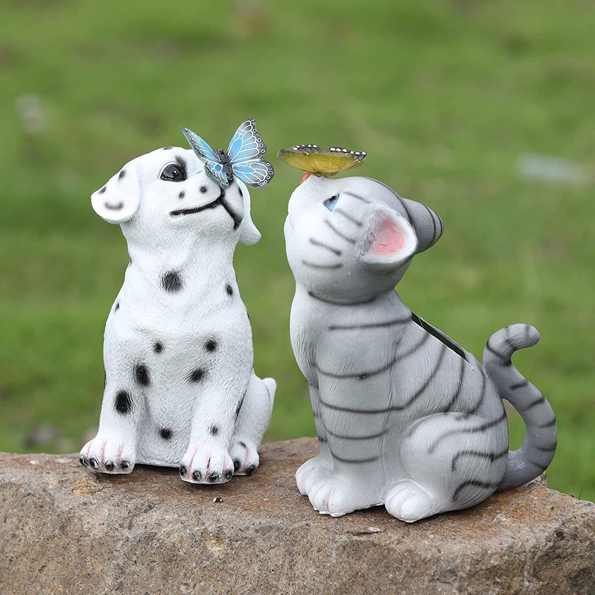 Cat Solar Butterfly Light Garden Statues OutsidesDecorations