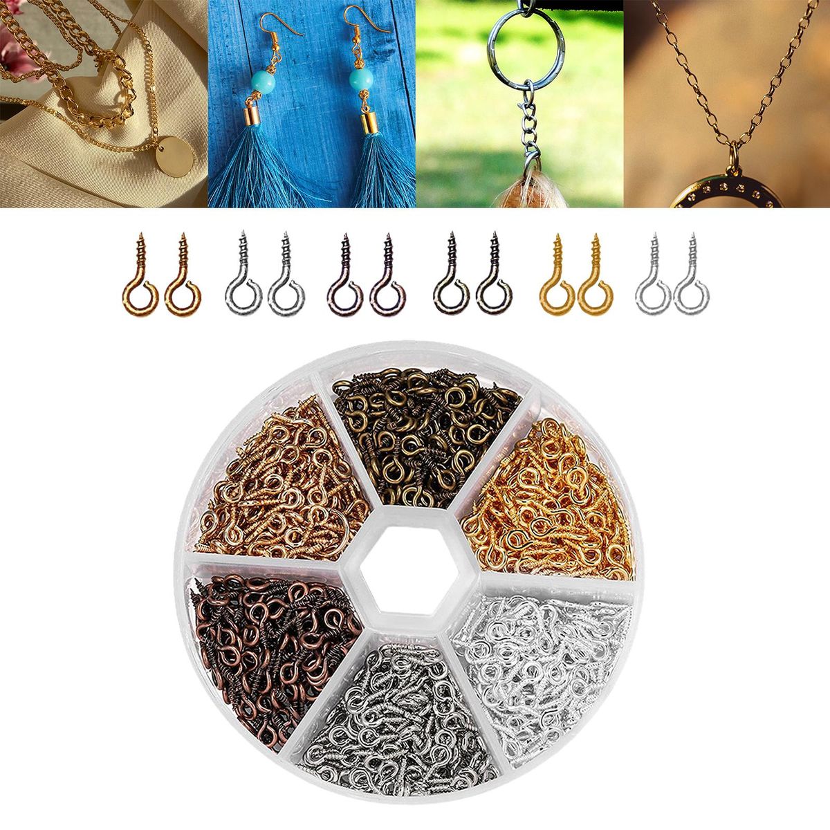 600Pcs Small Screw Eye Pins, Jewelry Accessory Metal Screw