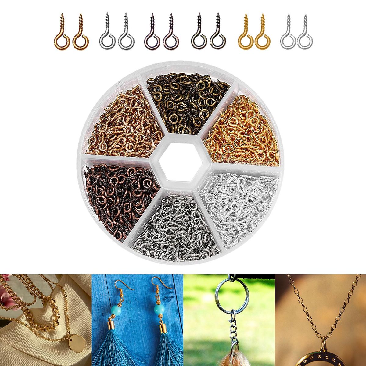 600Pcs Small Screw Eye Pins, Jewelry Accessory Metal Screw