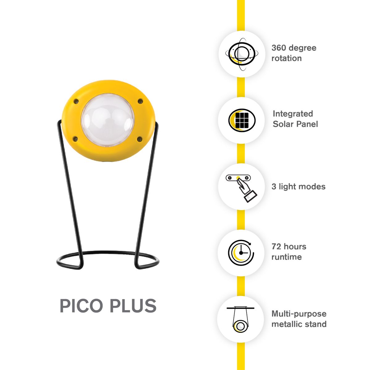 Pico Plus 50 Lumens Solar Portable Emergency Lamp - Yellow