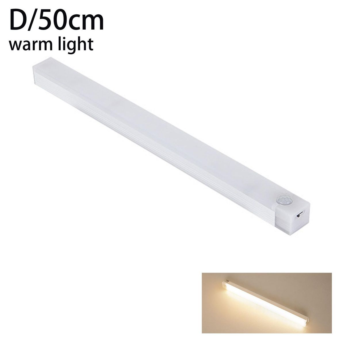 50CM LED Light Cabinet Light Rechargeable Motion Detector USB Night Light-Warm