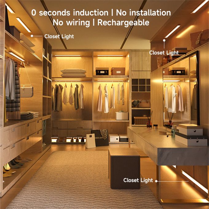 50CM LED Light Cabinet Light Rechargeable Motion Detector USB Night Light-Warm