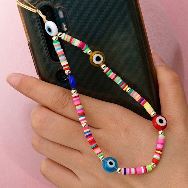 Colorful Acrylic Beads Mobile Phone Chain Cellphone Charm