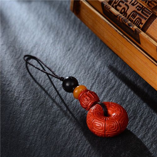 Natural Ore Cinnabar Small Fox Mobile Phone Chain Pendant U