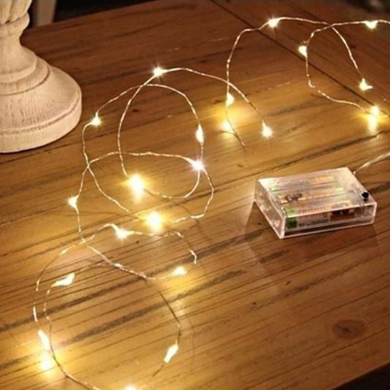 2Pcs Fairy Christmas LED String Lights Battery-Warm White