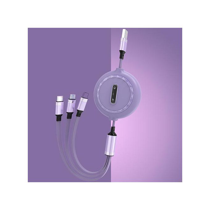 Universal 3-in-1 Retractable Data Cable Line