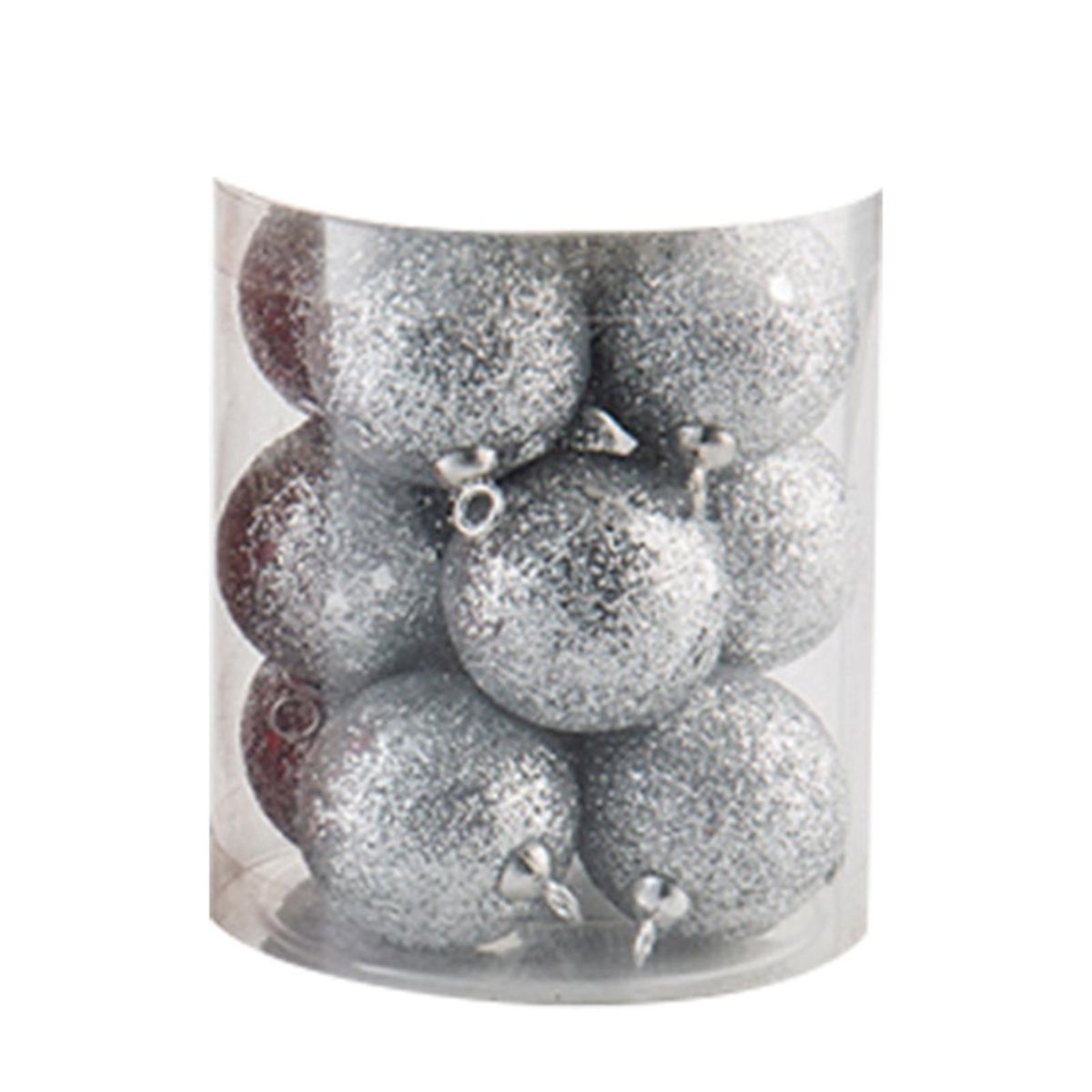 12PcsBox Christmas Baubles Exquisite Festival Balls Ornament Silver