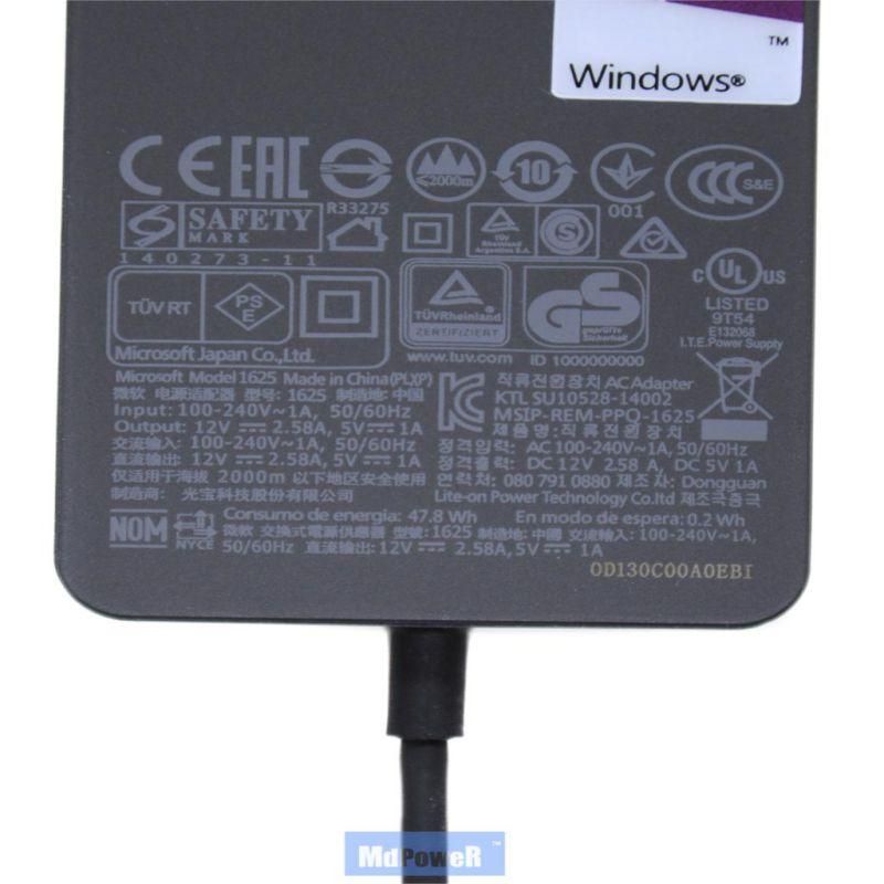 12V 2.58A 36W battery charger for Microsoft Surface Pro  USB
