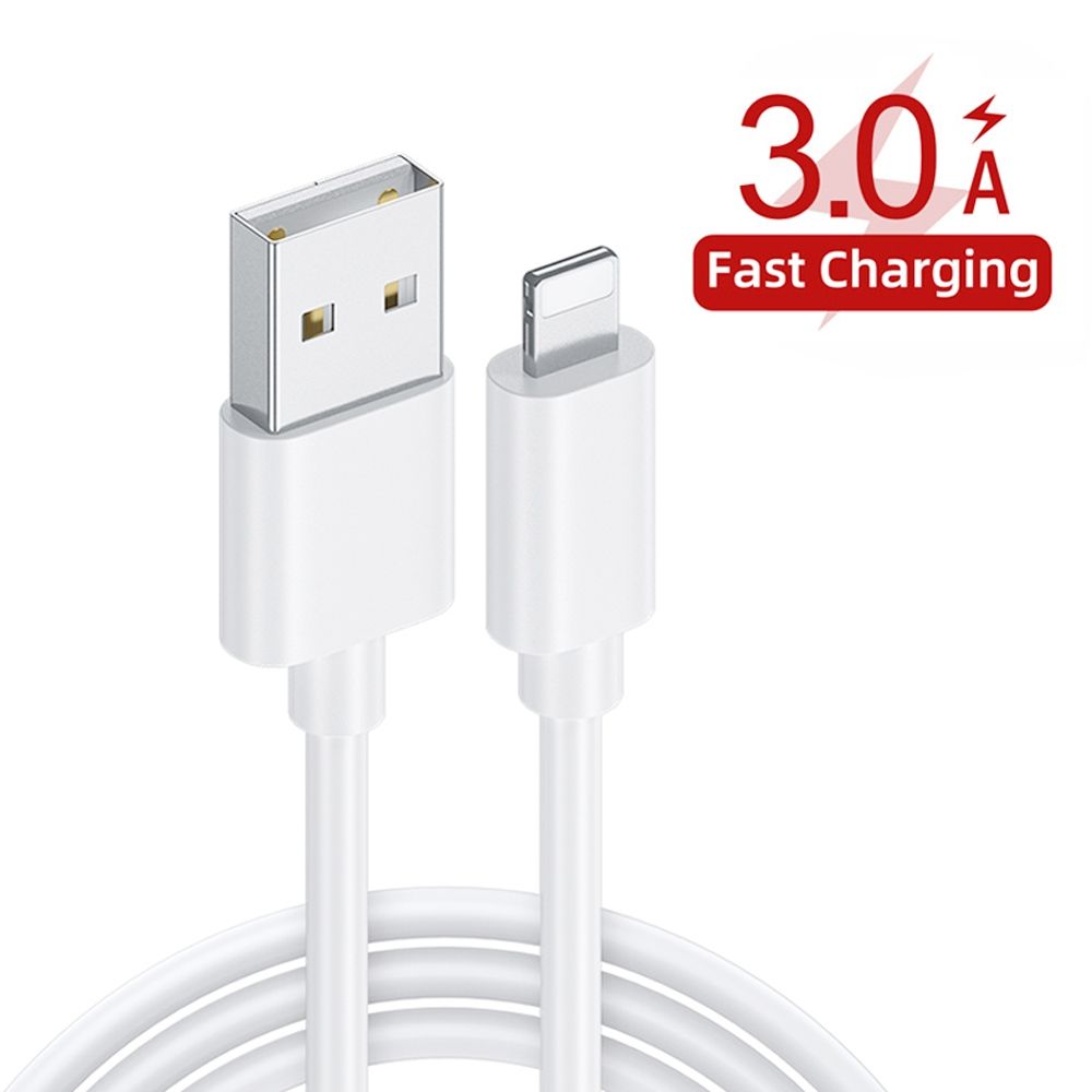 2 In 1 1m USB To 8 Pin Data Cable + 30W QC 3.0 4 USB Interfaces Mobile Phone Tablet PC Universal Quick Charger Travel Charger Set, US Plug(Black)