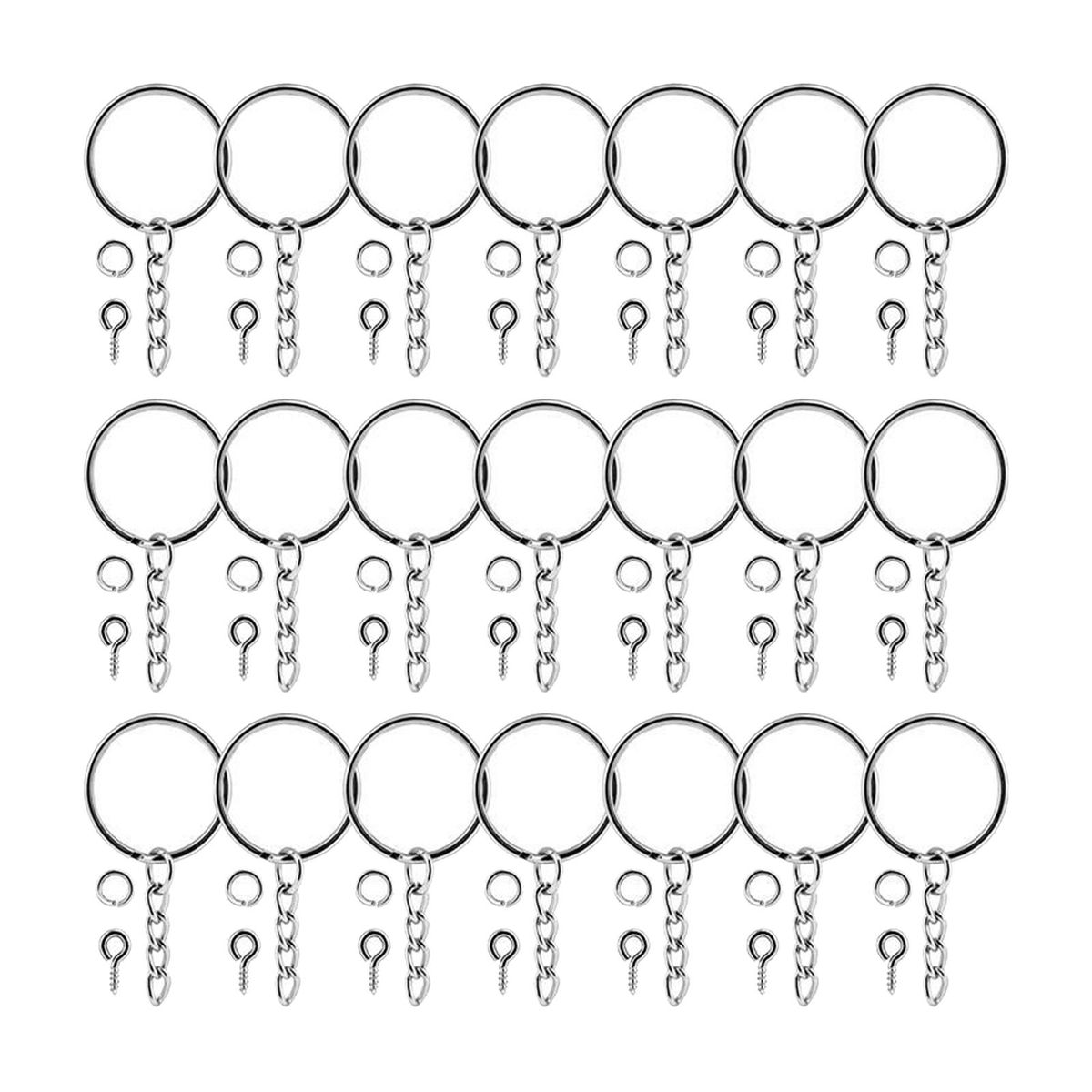 120 Sets Flat Keychain Rings Metal Key Holder Ring Keyring Blanks With