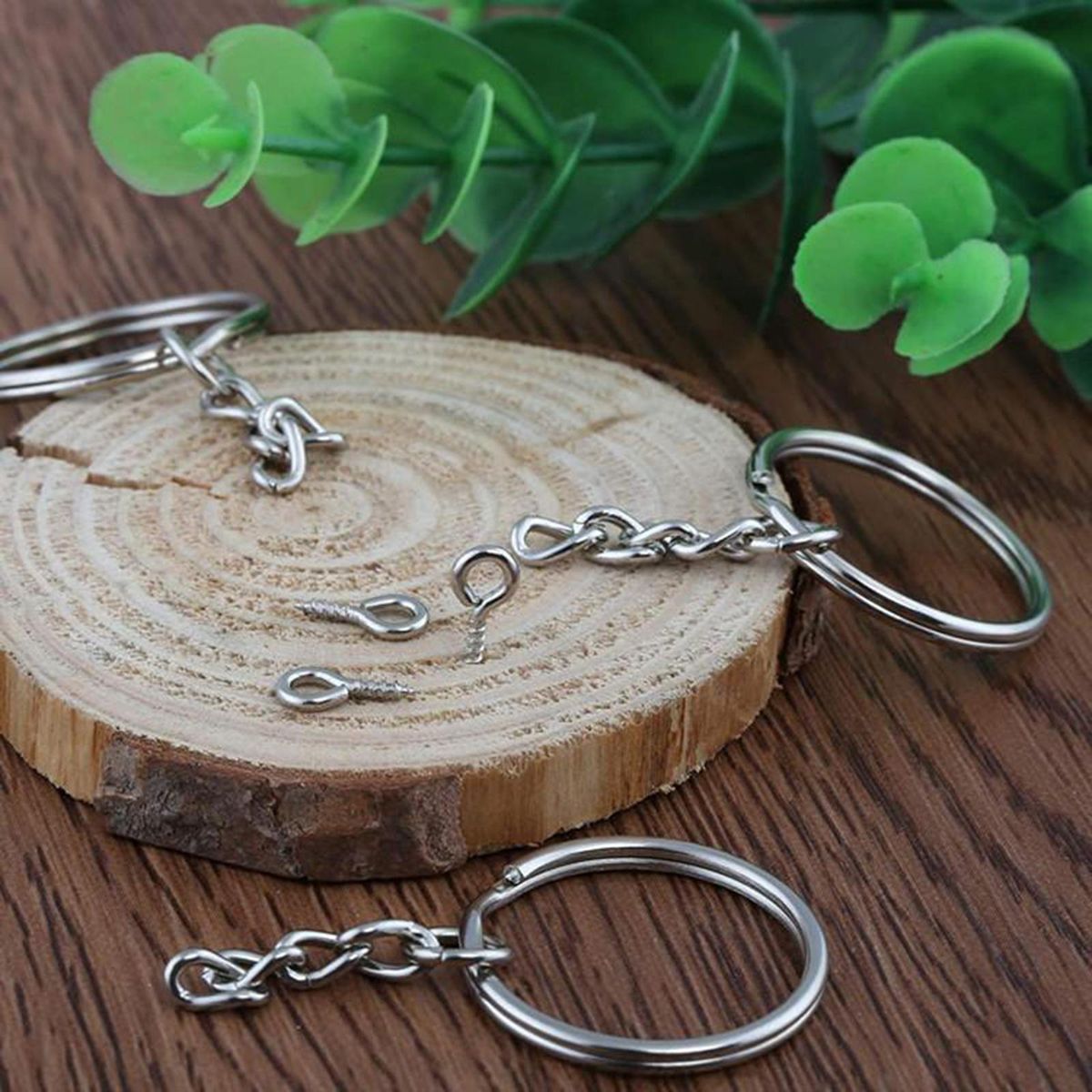 120 Sets Flat Keychain Rings Metal Key Holder Ring Keyring Blanks With