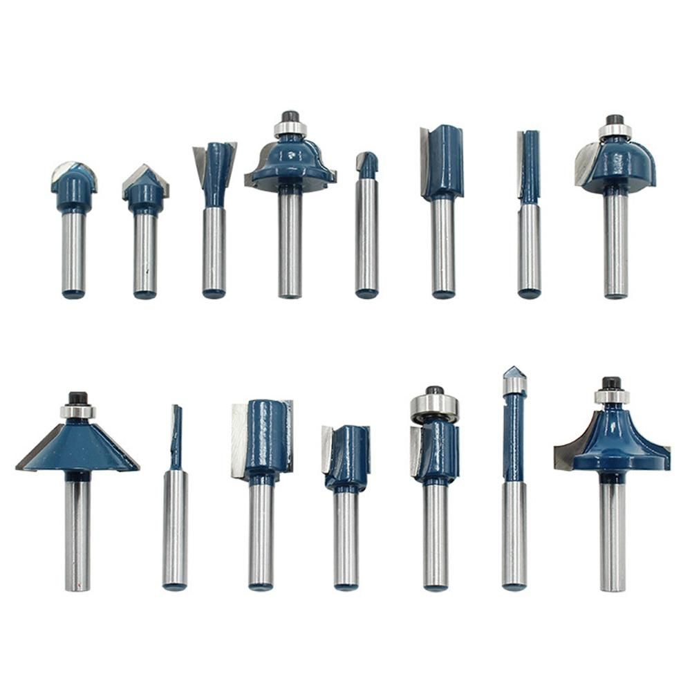 15PCS 1/4 Inch Shank Woodworking Milling Cutter Bits Set Trimming Machine Engraving Machine Accessories Set with Storage Box