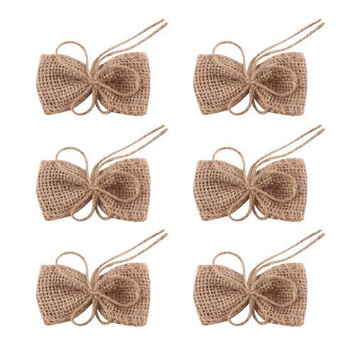 Handmade Bowknot Hessian Burlap For Wedding