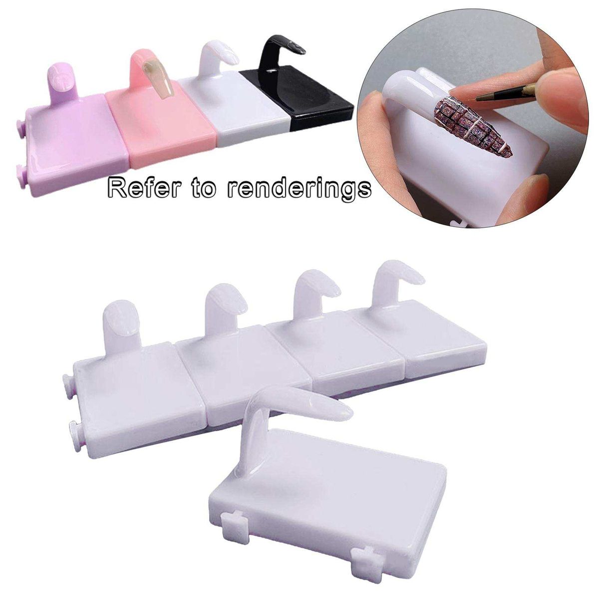 5 Pieces Practice Finger Finger Model W/ Base DIY For Acrylic White