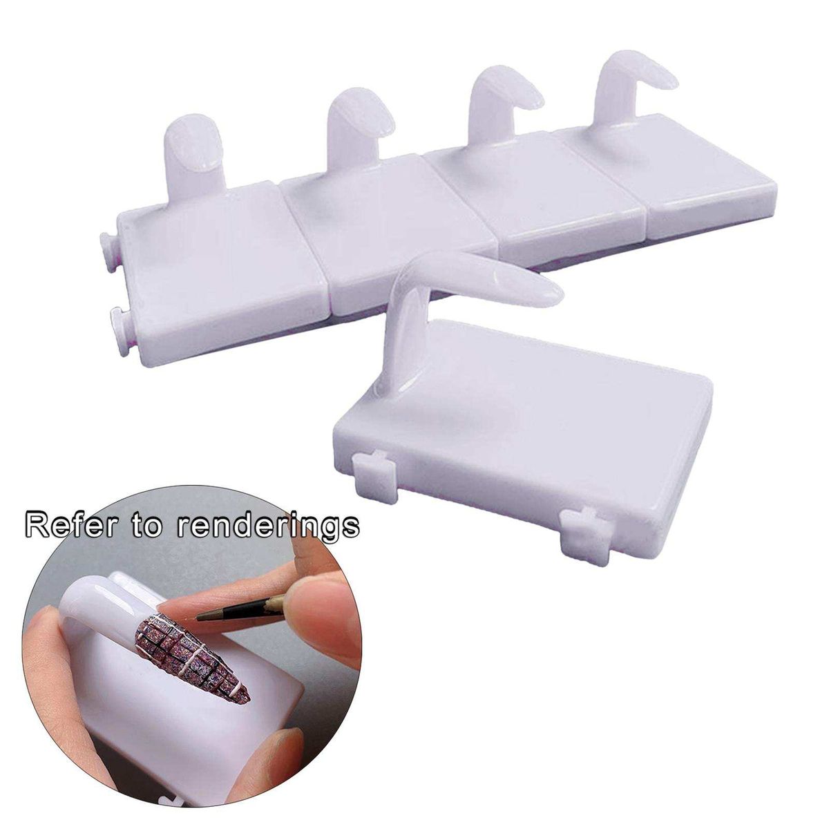 5 Pieces Practice Finger Finger Model W/ Base DIY For Acrylic White