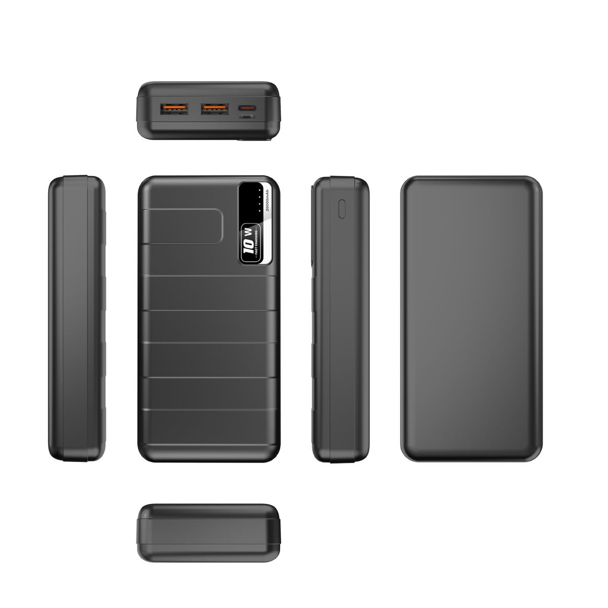 20000mAh 2.1A Fast Power-Bank  For All Phones-Black