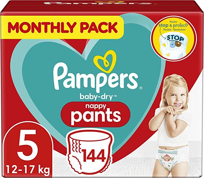 Baby Dry Nappy Pants, Size 5, 144 Counts, (12-17 Kg), UK