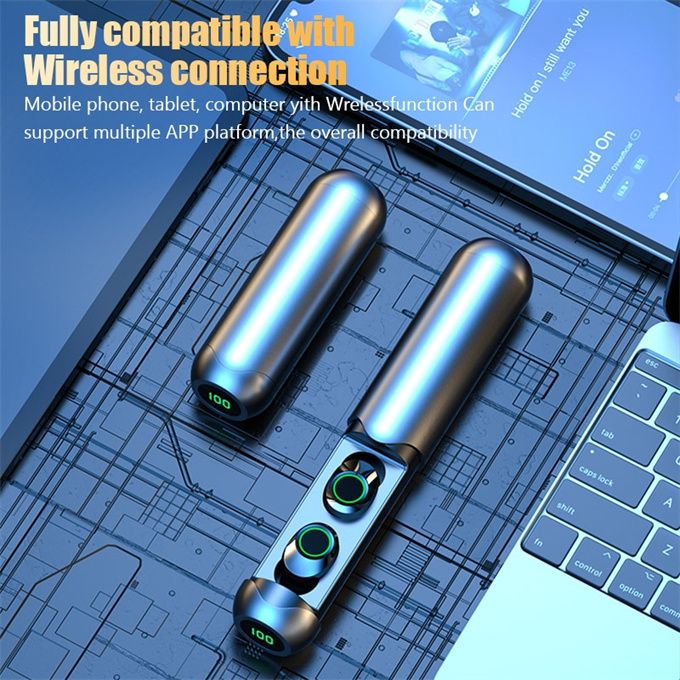 Tws Wireless Bluetooth Headset HD Call Noise Canceling Headphones Digital Display Headphones Large Capacity Charging Box