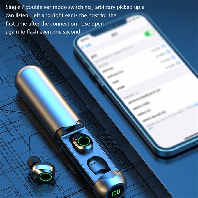 Tws Wireless Bluetooth Headset HD Call Noise Canceling Headphones Digital Display Headphones Large Capacity Charging Box