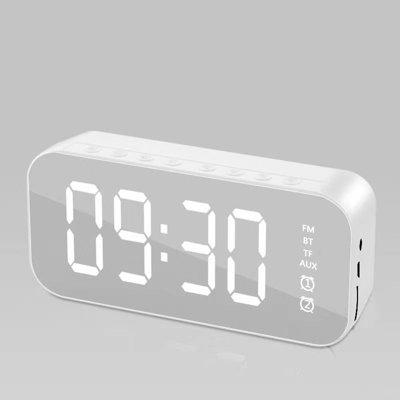 Bluetooth Speaker Portable Alarm Clock FM Radio White