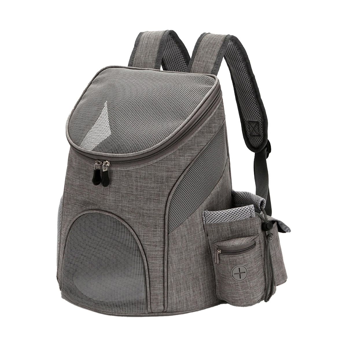 Pet Backpack Dog Cat Carrier with Double Zip Clear Window Side Pockets Pet Travel Shoulder Bag Top Open Doors for Comfortable Travelling Hiking Outdoor Use