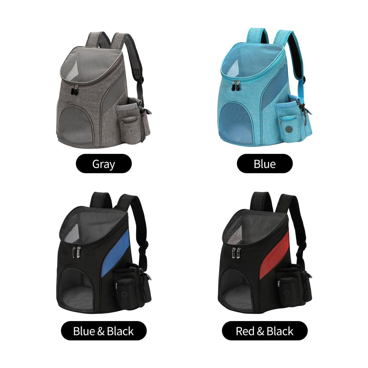 Pet Backpack Dog Cat Carrier with Double Zip Clear Window Side Pockets Pet Travel Shoulder Bag Top Open Doors for Comfortable Travelling Hiking Outdoor Use