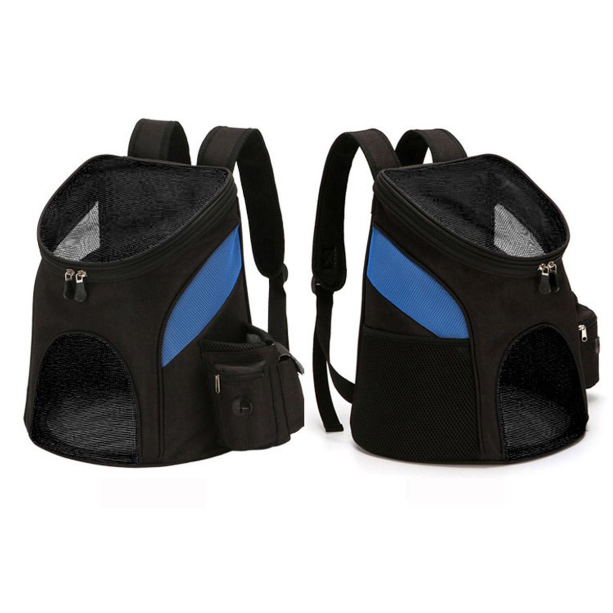 Pet Backpack Dog Cat Carrier with Double Zip Clear Window Side Pockets Pet Travel Shoulder Bag Top Open Doors for Comfortable Travelling Hiking Outdoor Use