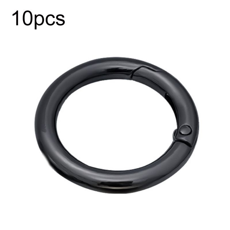 10pcs Zinc Alloy Spring Ring Keychain, Size:2 Inch Black