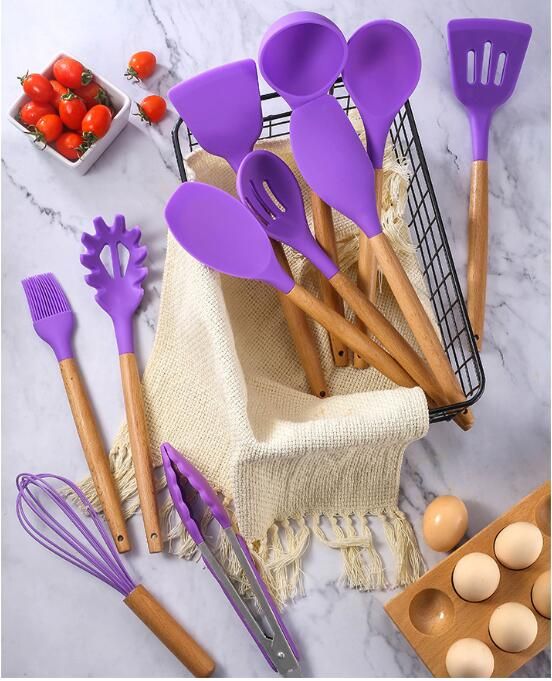 12Pcs/Set Silicone Cooking Utensils Spoons Non-stick