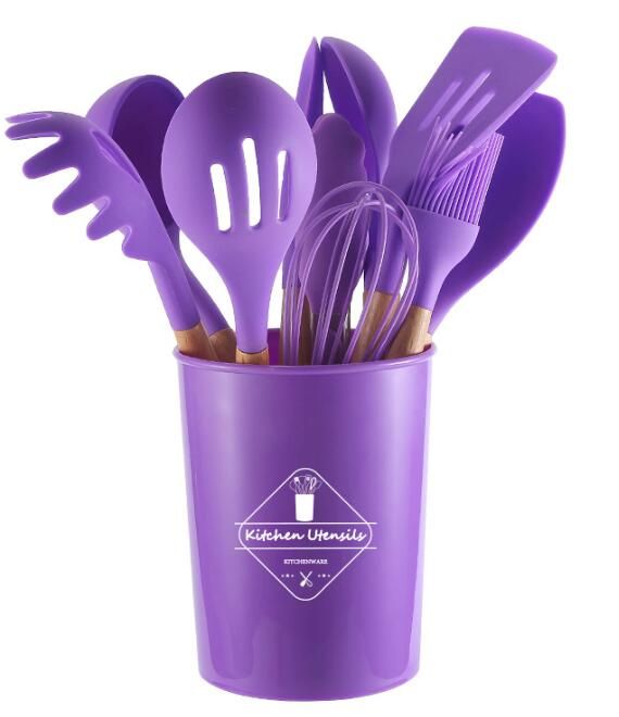 12Pcs/Set Silicone Cooking Utensils Spoons Non-stick