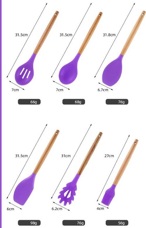 12Pcs/Set Silicone Cooking Utensils Spoons Non-stick