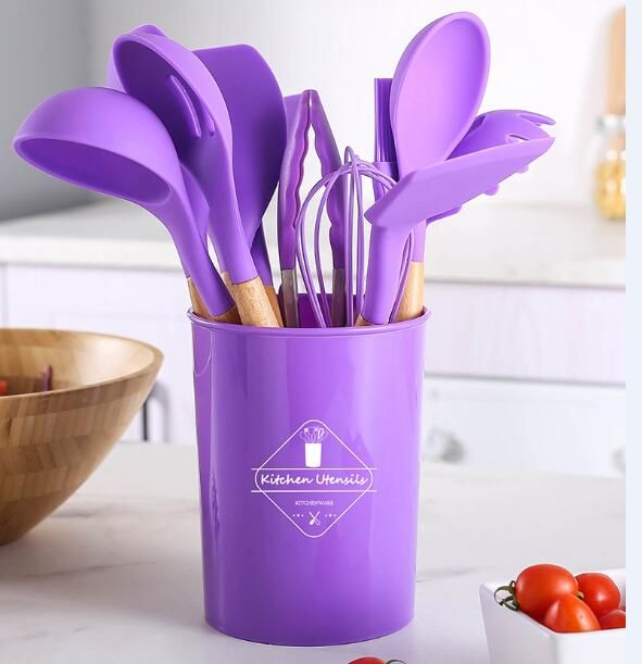 12Pcs/Set Silicone Cooking Utensils Spoons Non-stick
